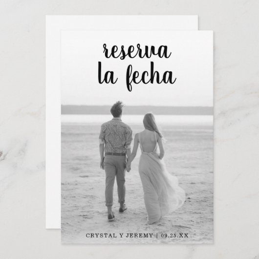 Reserva La Fecha Black Script Foto Spanisch Save The Date (Vorne/Hinten)