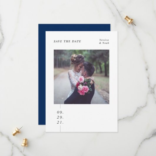 Reserva La Fecha Boda fotográfica moderna Ahorra l Save The Date (Vorderseite/Rückseite Beispiel)