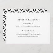 Reserva la Fecha Einfaches Schwarz und Weiß Spanis Save The Date (Vorne/Hinten)