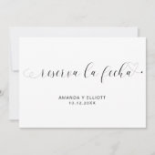 Reserva la Fecha Einfaches Schwarz und Weiß Spanis Save The Date (Vorderseite)