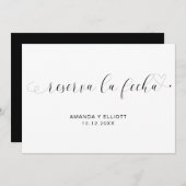 Reserva la Fecha Einfaches Schwarz und Weiß Spanis Save The Date (Vorne/Hinten)