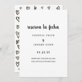 Reserva la Fecha Einfaches Schwarz und Weiß Spanis Save The Date (Vorne/Hinten)