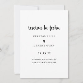 Reserva la Fecha Einfaches Schwarz und Weiß Spanis Save The Date