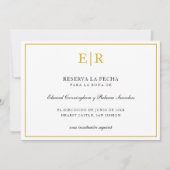 Reserva La Fecha Elegant Gold Monogram formell Save The Date (Vorderseite)