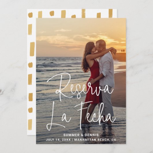 Reserva la Fecha Elegantes Script Foto Spanisch Save The Date (Vorne/Hinten)