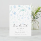 Reserva La Fecha Fancy Flowers Classic Floral Blue Save The Date (Stehend Vorderseite)