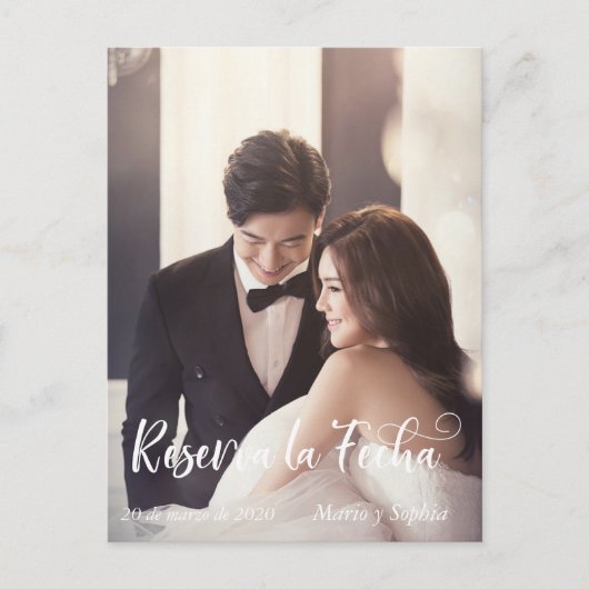 Reserva La Fecha Foto Save the Date Spanisch Ankündigungspostkarte (Vorderseite)