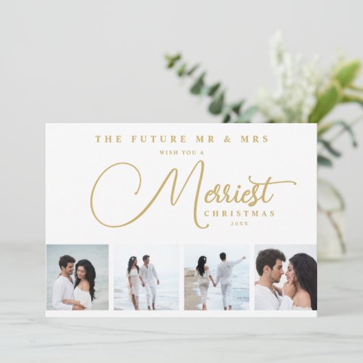 Reserva La Fecha Gold Exquisite Modern Wedding Chr Save The Date (Stehend Vorderseite)