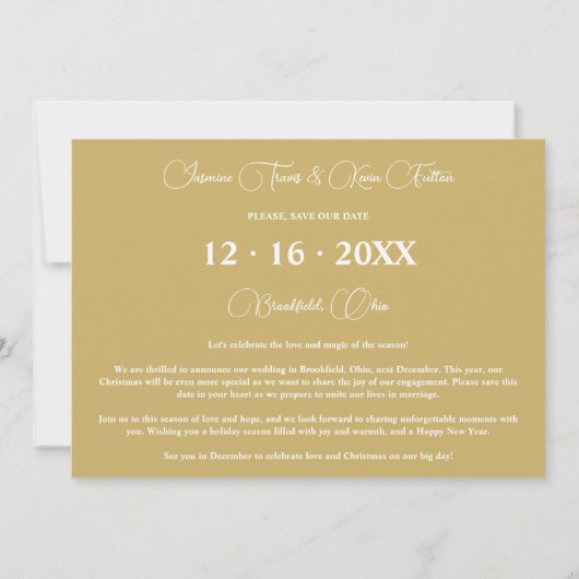 Reserva La Fecha Gold Exquisite Modern Wedding Chr Save The Date (Rückseite)
