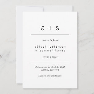 Reserva La Fecha Minimalistisch Monogram Foto Span Save The Date