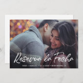 Reserva la Fecha Modern Brush Script Foto Spanisch Save The Date (Vorne/Hinten)