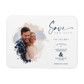 Reserva La Fecha Modern Grunge Ink Effect Foto En Magnet (Horizontal)