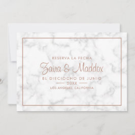 Reserva La Fecha Modern Marble Rose Gold Spanisch Save The Date