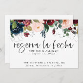 Reserva La Fecha Moderne FloralEinladung Save The Date (Vorne/Hinten)