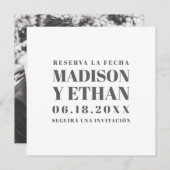 Reserva La Fecha Modernes Grau und Weiß Spanisch Save The Date (Vorne/Hinten)