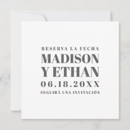 Reserva La Fecha Modernes Grau und Weiß Spanisch Save The Date