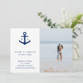 Reserva La Fecha Nautical Anchor Monogram Foto Save The Date (Stehend Vorderseite)