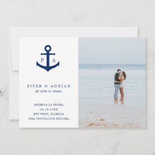 Reserva La Fecha Nautical Anchor Monogram Foto Save The Date