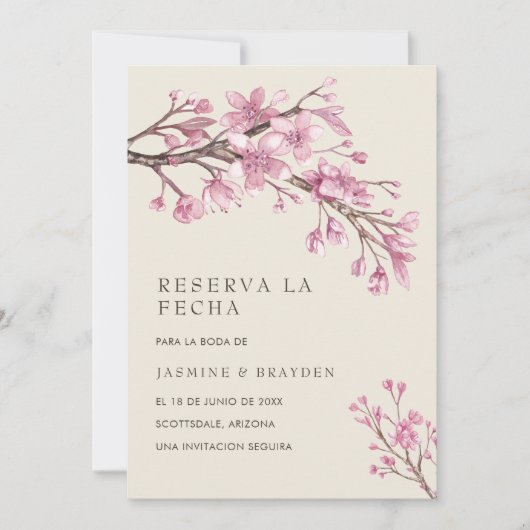 Reserva La Fecha Pink Floral Spanisch Save The Date (Vorderseite)