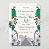 Reserva La Fecha Quinceanera Green Charra,  Save The Date (Vorne/Hinten)