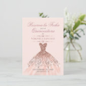 Reserva la Fecha Quinceañera Rosa Kleid Save The Date (Stehend Vorderseite)