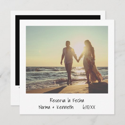 Reserva La Fecha Retro Instant Foto Spanisch Save The Date (Vorne/Hinten)