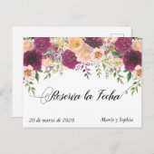 Reserva La Fecha Save the Date La Flor Peach Ankündigungspostkarte (Vorne/Hinten)