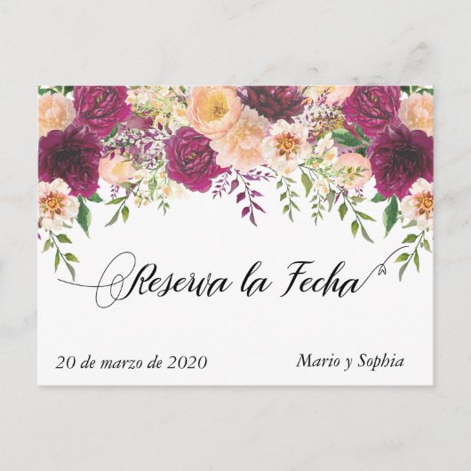 Reserva La Fecha Save the Date La Flor Peach Ankündigungspostkarte (Vorderseite)