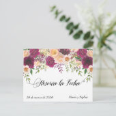 Reserva La Fecha Save the Date La Flor Peach Ankündigungspostkarte (Stehend Vorderseite)