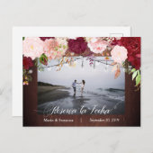 Reserva la Fecha Save the Date Spanisches Holz Ankündigungspostkarte (Vorne/Hinten)