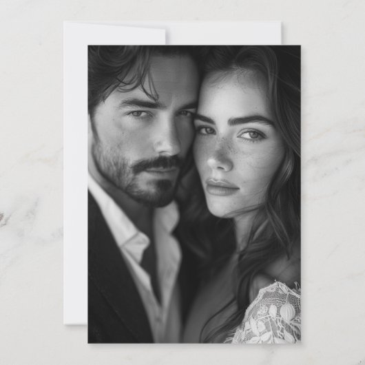 Reserva La Fecha Schwarz-weißes Spanisches Hochzei Save The Date (Rückseite)