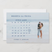 Reserva La Fecha Simple Navy Blue Calendar Foto Save The Date (Vorderseite)