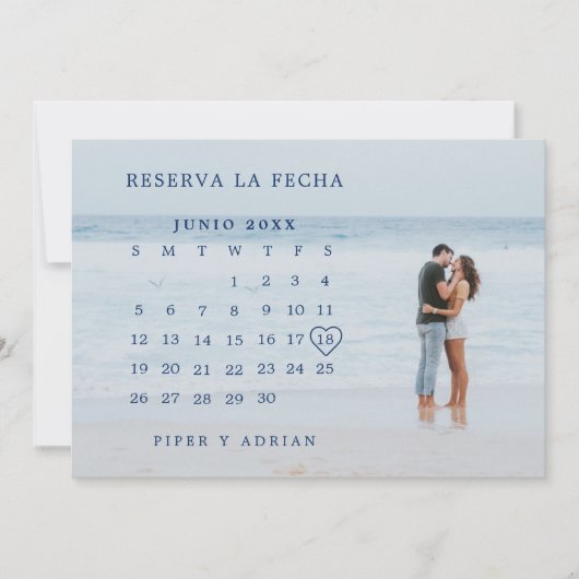 Reserva La Fecha Simple Navy Blue Calendar Foto Save The Date (Vorderseite)