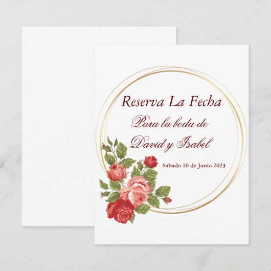 Reserva La Fecha (Spanisch Save the Date) Date (Vorne/Hinten)