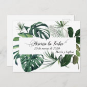 Reserva La Fecha Tropical Save the Date Ankündigungspostkarte (Vorne/Hinten)