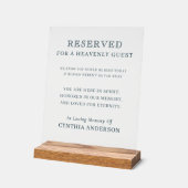 Reserved For Heavenly Guest Memorial Slate Blue Acrylschild (Winkel)