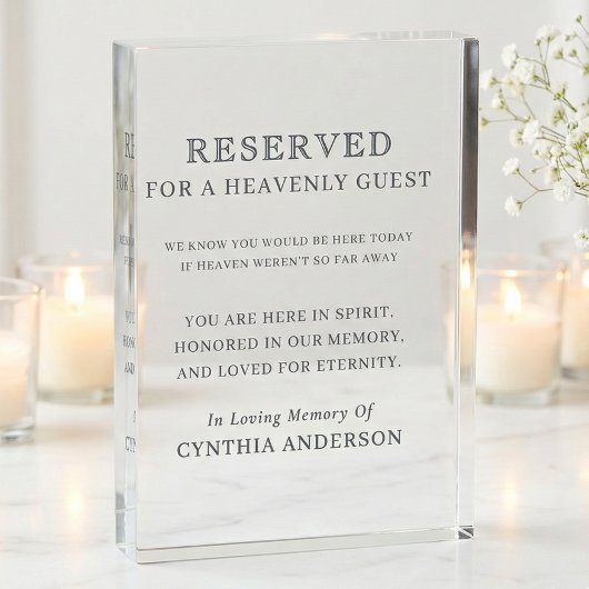 Reserved for Heavenly Guest Wedding Memorial Fotoblock