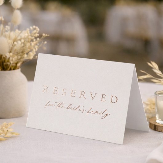 Reserved for the Bride’s Family Wedding Table Sign Folieneinladung