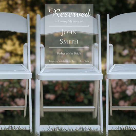 Reserved in Memorial - Wedding Seat Sign Acrylschild