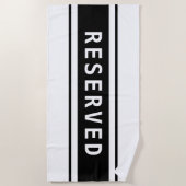 RESERVED, White Text, Black Stripes Strandtuch (Vorderseite)