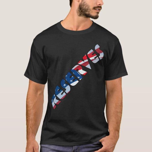 RESERVEN beim Waving American Flag Schriftart T-Shirt (Vorderseite)