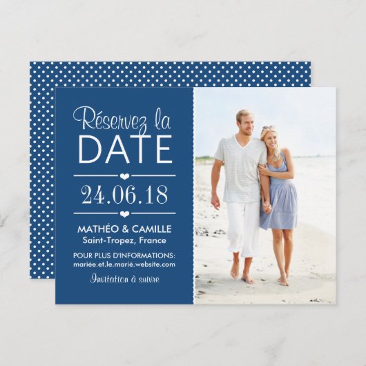 Réserver la Date du Mariage | Cartes Avec Photo Einladung (Vorne/Hinten)