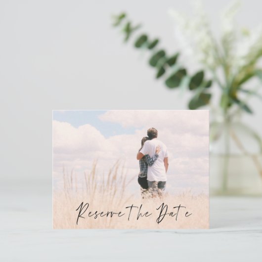 Reservieren Sie das Datum der Hochzeitsankündigung Postkarte (Stehend Vorderseite)
