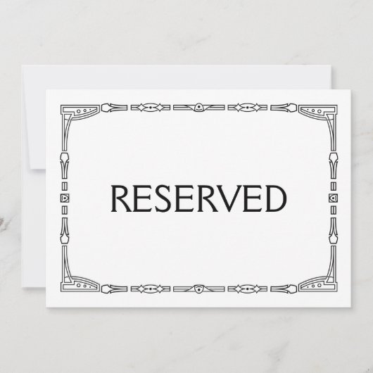 "Reserviert" Art Deco Art Wedding Sign Einladung (Vorderseite)