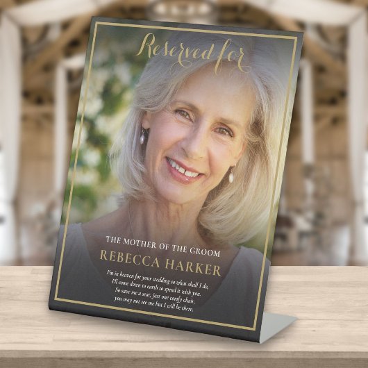 Reserviert eine Sitzmutter des Fotos Hochzeit Ger Sockelschild