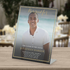 Reserviert einen Sitzvater der Groom Foto Hochzeit Sockelschild