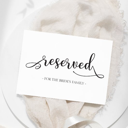 Reserviert für Black Simple Wedding Sign