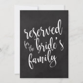 Reserviert für Bride's Family Cheap Chalkboard Sig Einladung (Vorderseite)