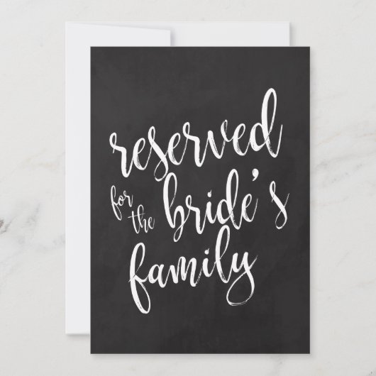 Reserviert für Bride's Family Cheap Chalkboard Sig Einladung (Vorderseite)