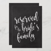 Reserviert für Bride's Family Cheap Chalkboard Sig Einladung (Vorne/Hinten)